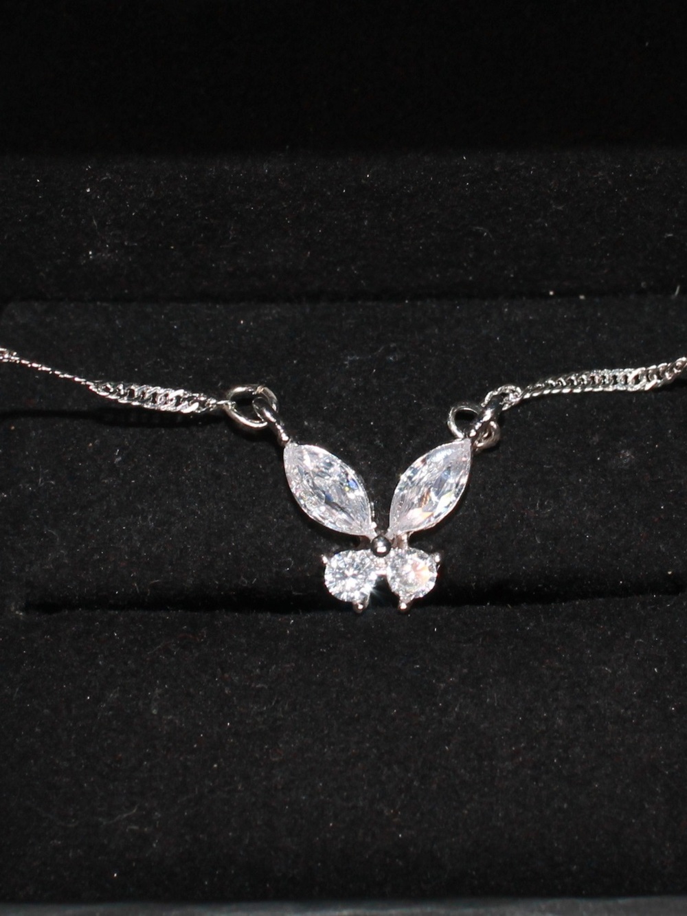 Swarovski Silver Butterfly Necklace with Clear Crystals